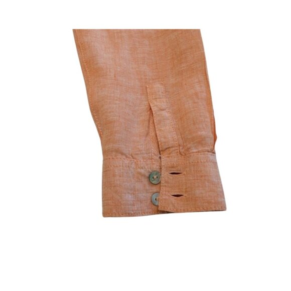 Sigrid Olsen 100% Linen Long Sleeve Women's Button Shirt Coral/Orange *Size M - Picture 10 of 10